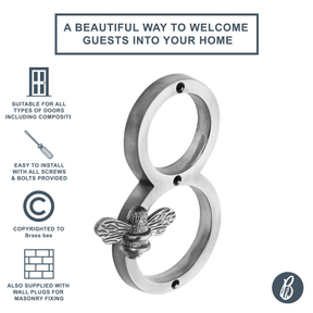 Brass bee Premium House Numbers with Bee in Pewter Finish 0-9 - Brass bee