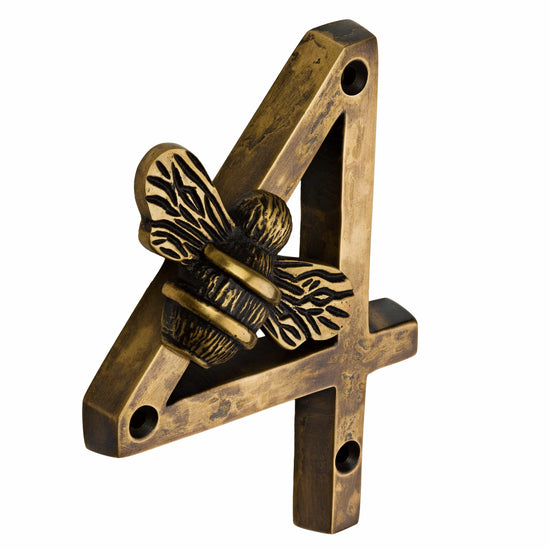 Brass bee Premium House Numbers with Bee in Heritage Finish 0-9 - 4 Inch Pre-order (1-2 weeks) - Brass bee