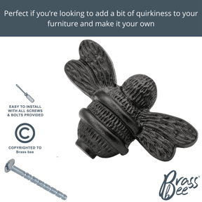 Brass Bee Drawer Cabinet Knob - Black Finish - Brass bee