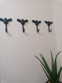 Brass bee Coat Hook - Black Finish - Brass bee
