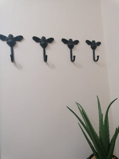 Brass bee Coat Hook - Black Finish - Brass bee