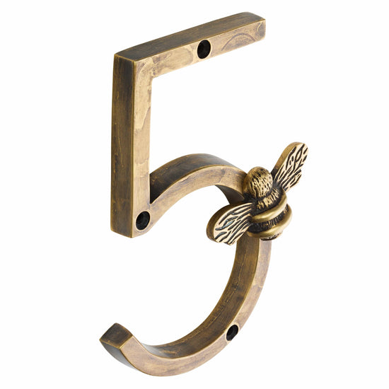 Brass bee Premium House Numbers with Bee in antique brass Finish 0-9 - Brass bee