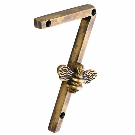 Brass bee Premium House Numbers with Bee in Heritage Finish 0-9 - Brass bee
