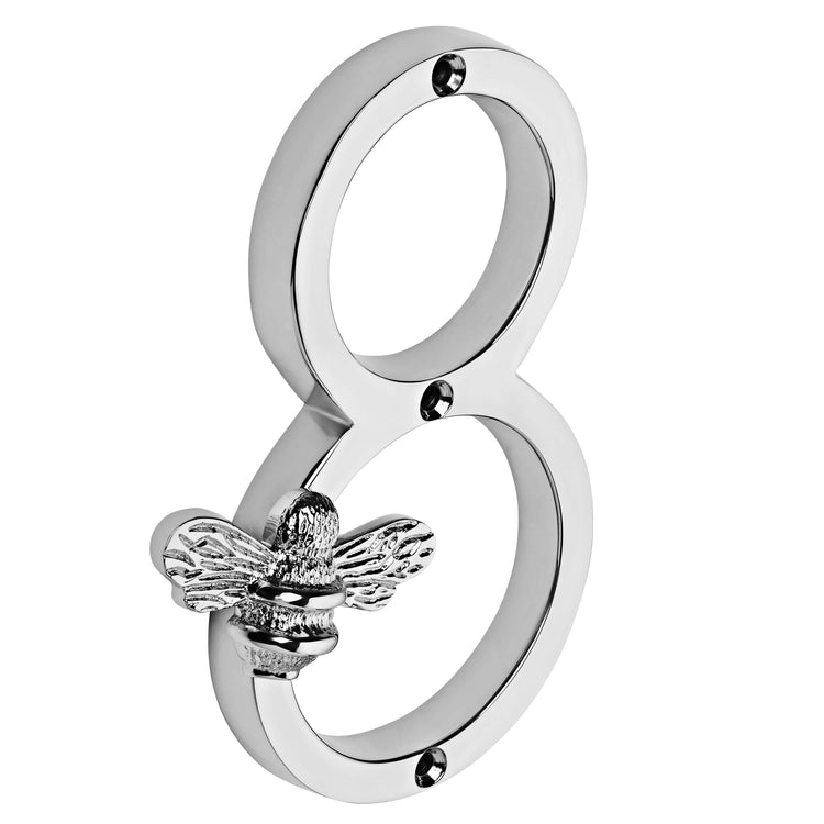 Brass bee Premium House Numbers with Bee in Nickel Finish 0-9 - Brass bee