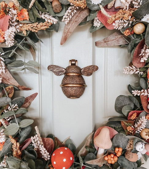 Brass Bumble Bee Door Knocker - Antique Copper Finish - Brass bee