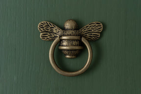 Brass Bee Ring Pull Cabinet Handle - Heritage Finish - Brass bee