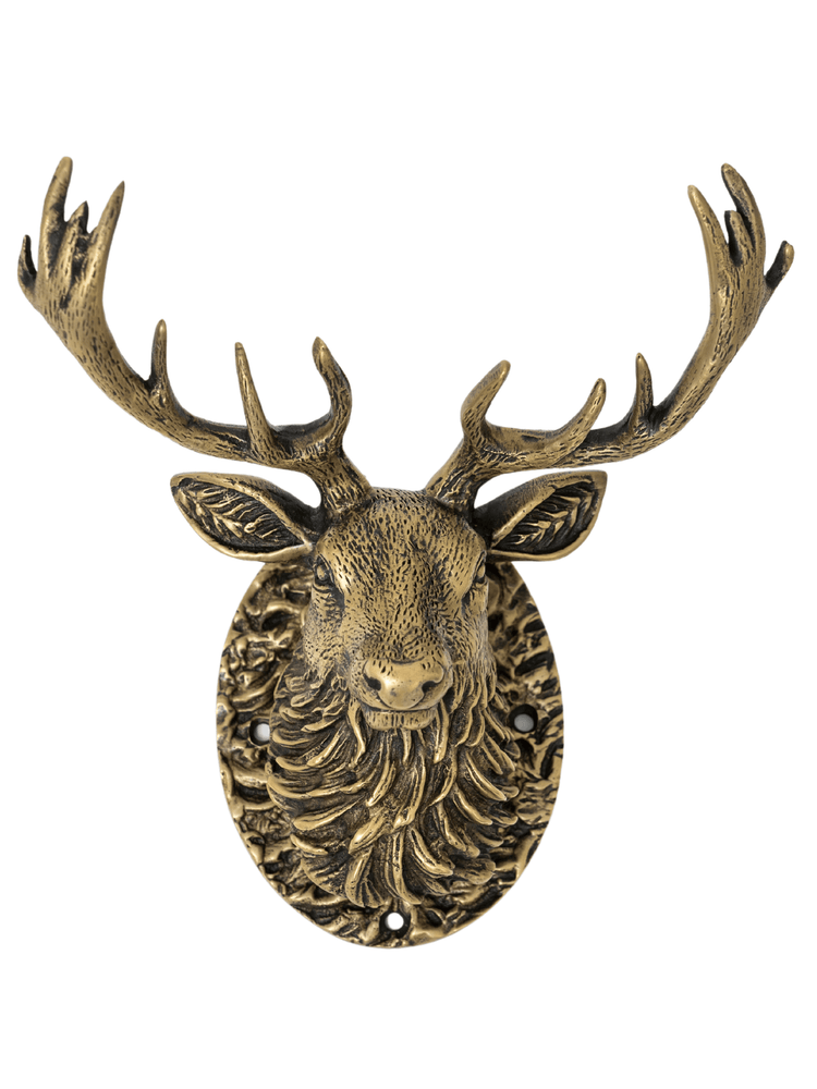 Stag Door Knocker - Heritage Finish - Brass bee