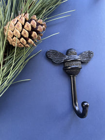Brass bee Coat Hook - Black Finish - Brass bee