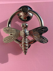 Brass Dragonfly Door Knocker with Ring - Nickel Finish - Brass bee