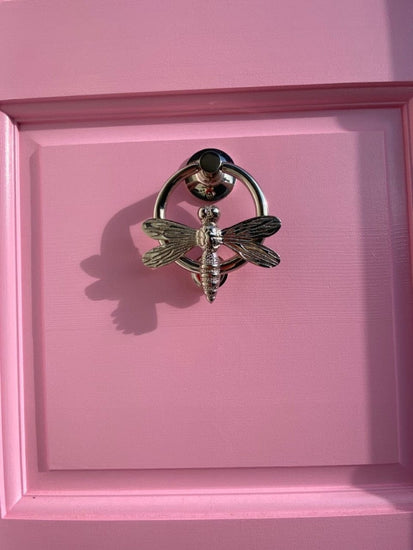 Brass Dragonfly Door Knocker with Ring - Nickel Finish - Brass bee