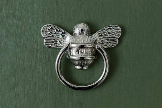 Brass Bee Ring Pull Cabinet Handle - Nickel Finish - Brass bee