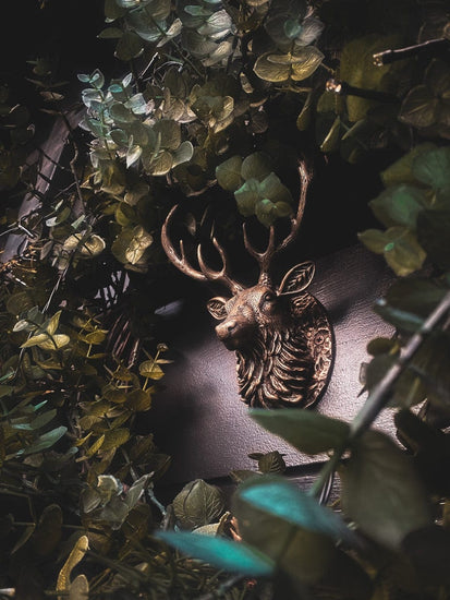 Stag Door Knocker - Heritage Finish - Brass bee