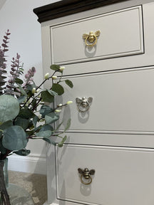 Brass Bee Ring Pull Cabinet Handle - Nickel Finish - Brass bee