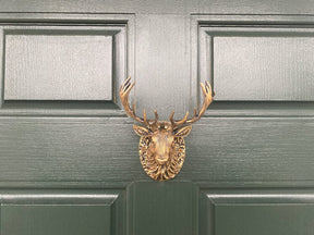 Stag Door Knocker - Heritage Finish - Brass bee
