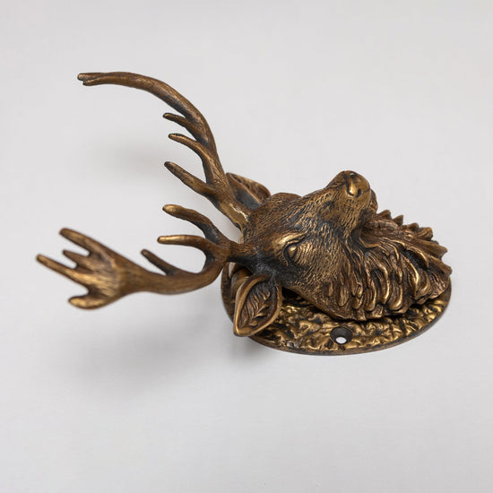 Stag Door Knocker - Heritage Finish - Brass bee