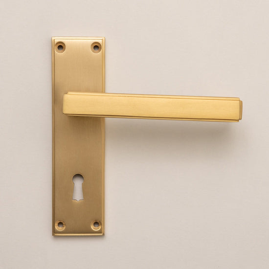 Satin Brass Art Deco Lever Handles - Solid Brass - Brass bee