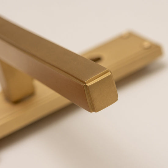 Satin Brass Art Deco Lever Handles - Solid Brass - Brass bee
