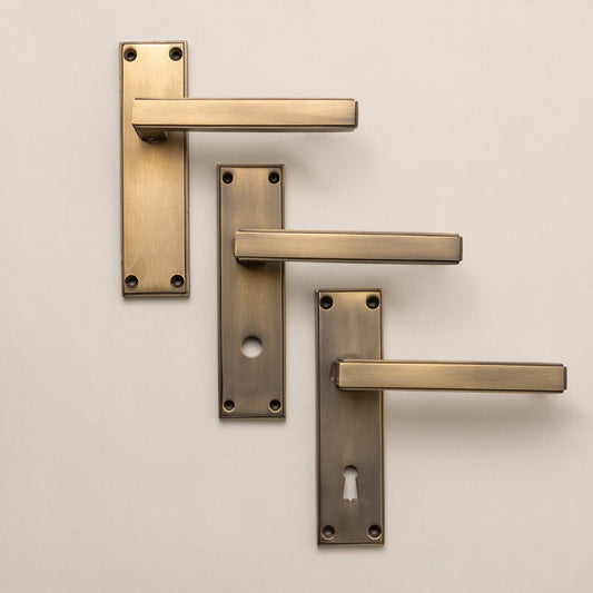 Antique Brass Art Deco Lever Handles - Solid Brass