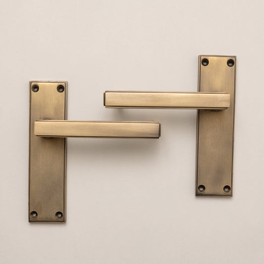 Antique Brass Art Deco Lever Handles - Solid Brass