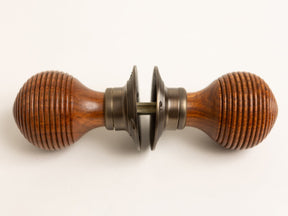 Beehive Door Knobs - Rosewood & Antique Brass (Pair) - Brass bee