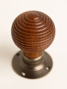 Beehive Door Knobs - Rosewood & Antique Brass (Pair) - Brass bee