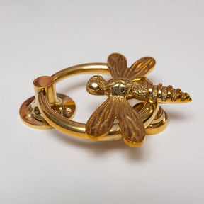 Brass Dragonfly Door Knocker with Ring - Brass Finish - Brass bee