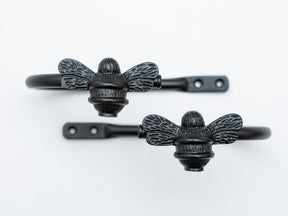 Bee Curtain Holdbacks - Black Finish - Brass bee