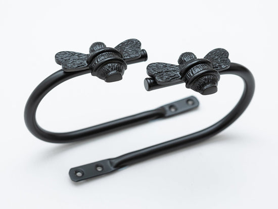 Bee Curtain Holdbacks - Black Finish - Brass bee