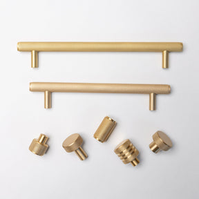 Solid Brass Knurled Kitchen Pull Handles & Knobs - Satin Brass - Brass bee