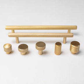 Solid Brass Knurled Kitchen Pull Handles & Knobs - Satin Brass - Brass bee