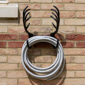 Stag Antlers Hose Pipe Holder - Black Finish - Brass bee