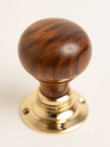 Plain Door Knobs - Rosewood & Polished Brass (Pair) - Brass bee