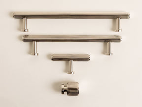 Solid Brass Staright Knurled Kitchen Pull Handles & Knobs - Polished Nickel Finish - Brass bee