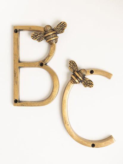 Brass bee Premium House Letters with Bee - 5 Inch - Brass bee