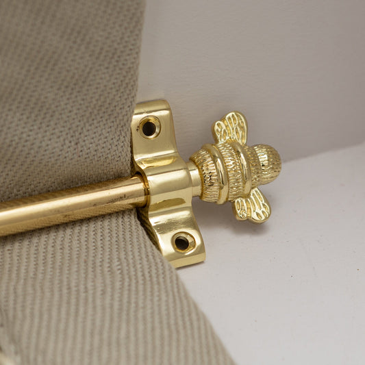 Polished Brass Stair Rods with Brass Bee Finials (Preorder 4-6 weeks)