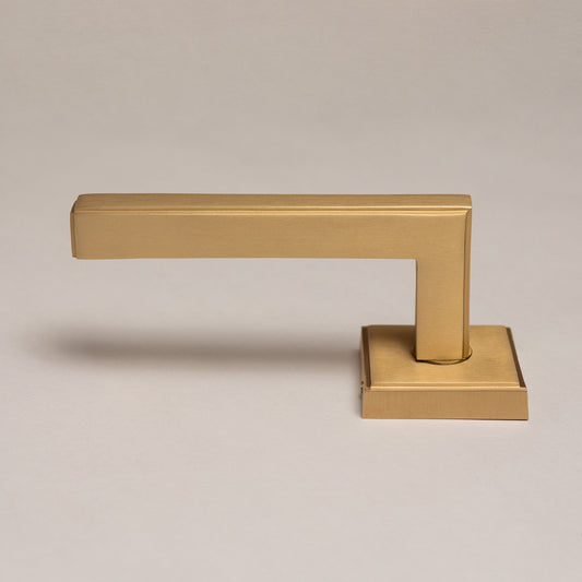 Satin Brass Art Deco Lever Handles - Solid Brass - Brass bee