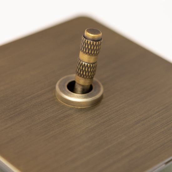 Foundry Series Knurled Toggle Switches and Sockets – Antique Brass - Brass bee