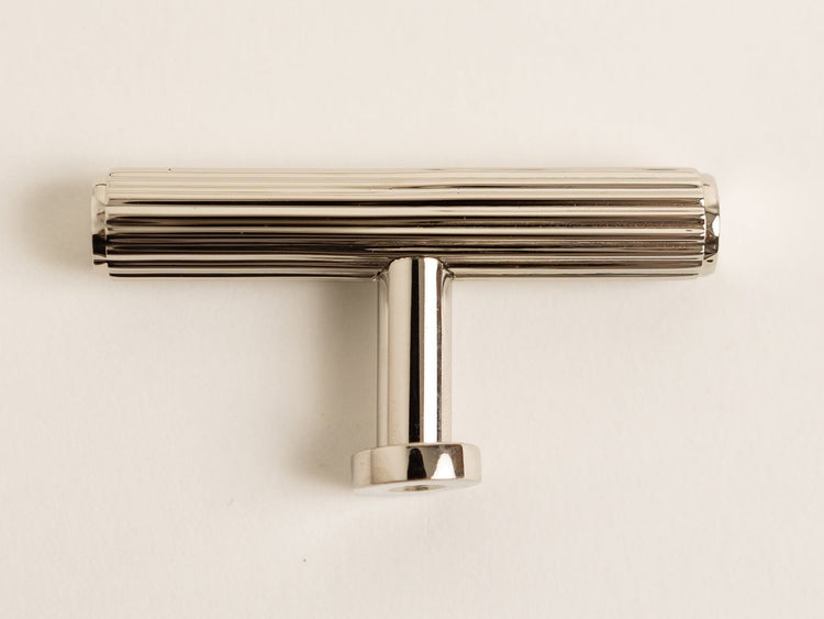 Solid Brass Staright Knurled Kitchen Pull Handles & Knobs - Polished Nickel Finish - Brass bee