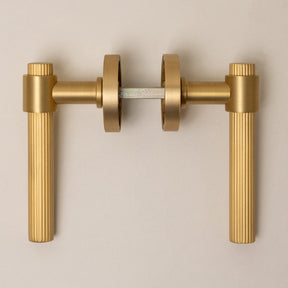 Satin Brass Straight Knurled Lever Handles - Solid Brass - Brass bee