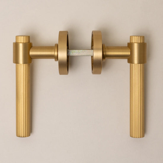 Satin Brass Straight Knurled Lever Handles - Solid Brass - Brass bee