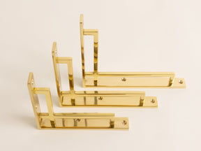 Polished Brass Art Deco Solid Brass Brackets - Brass bee