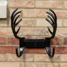 Stag Antlers Hose Pipe Holder - Black Finish - Brass bee