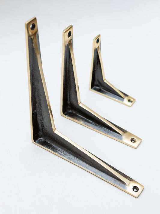 Aged Brass Shelf Brackets - Heavy Duty Solid Brass - Brass bee