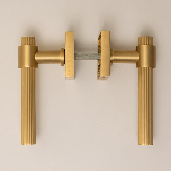 Satin Brass Straight Knurled Lever Handles - Solid Brass - Brass bee