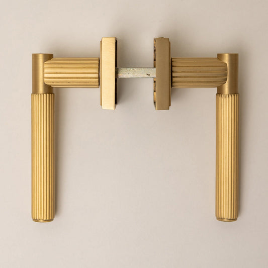 Satin Brass Straight Knurled Lever Handles - Solid Brass