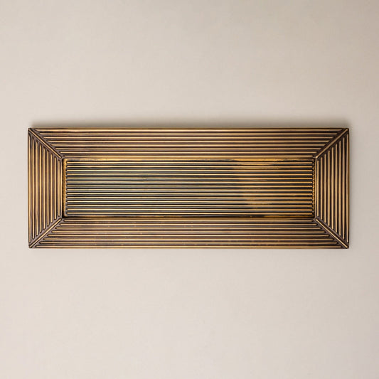 Straight Knurled Brass bee Letterplate - Antique Brass - Brass bee
