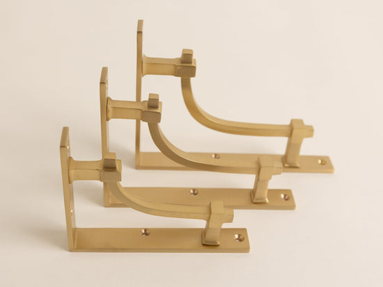 Satin Brass Vintage Industrial Style Solid Brass Shelf Brackets - Brass bee