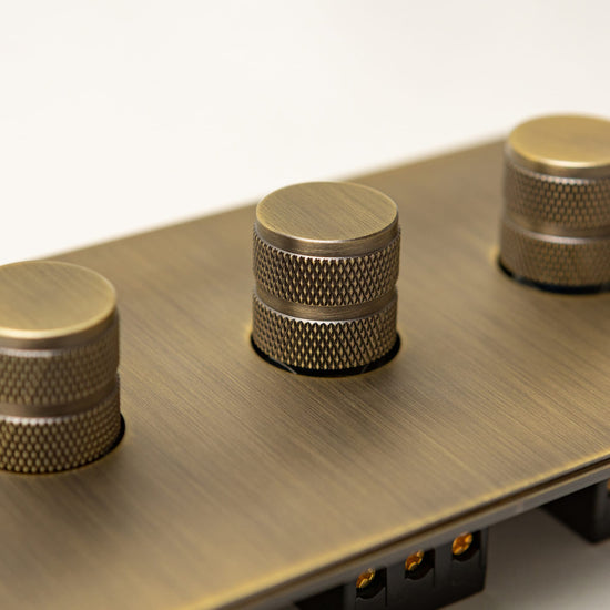Foundry Series Knurled Toggle Switches and Sockets – Antique Brass - Brass bee