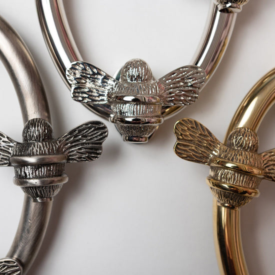 Solid Brass Nectar Bee Door Knockers - Premium Size - Brass bee