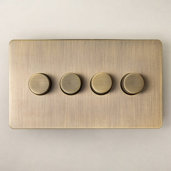 Foundry Series Knurled Toggle Switches and Sockets – Antique Brass - Brass bee